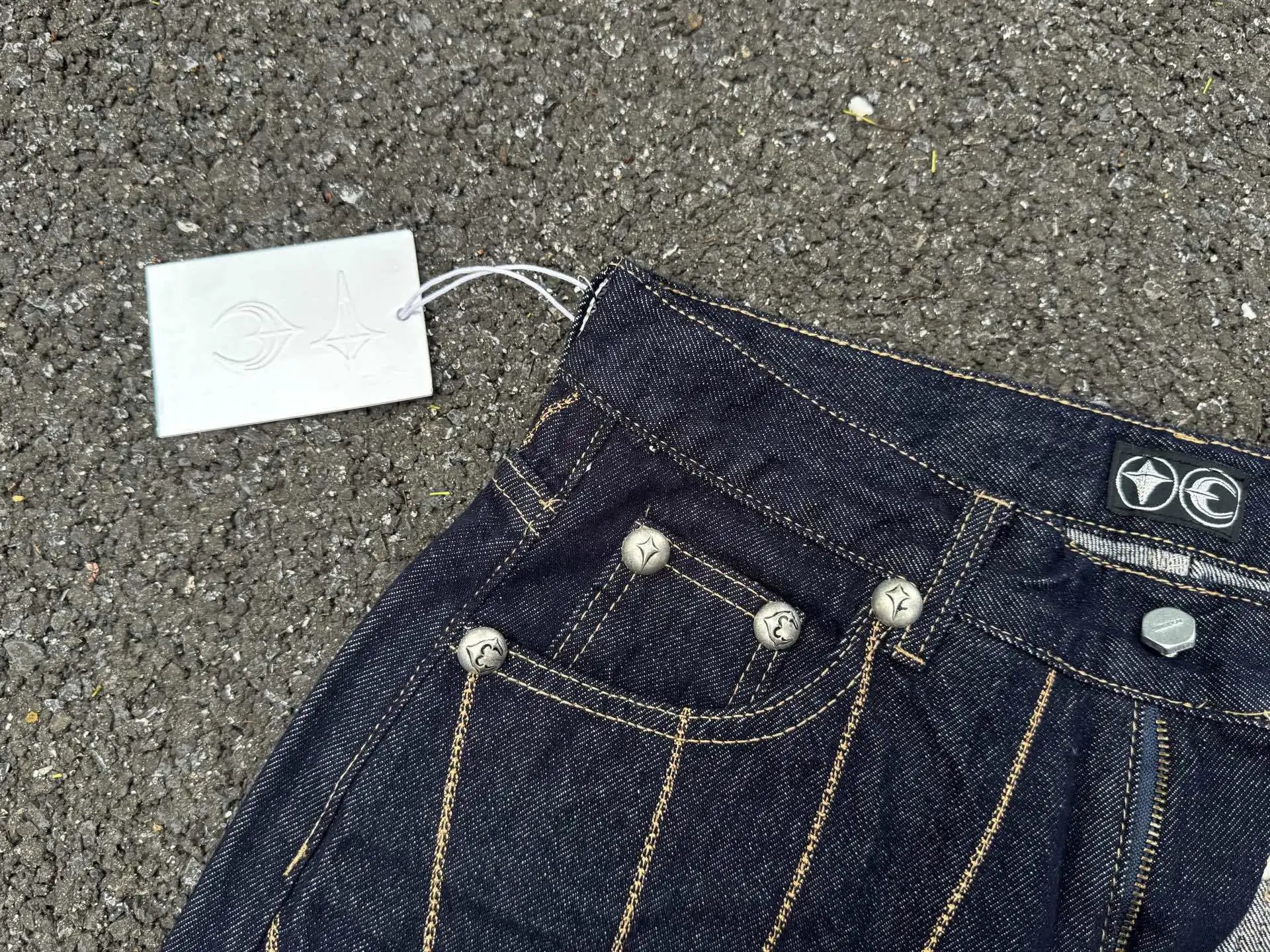 Denim Tears Starburst Embroidered Raw Hem Jeans - 12