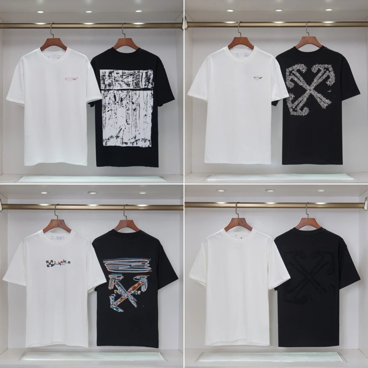 Off-White Distressed Print Logo T-Shirt White - 6