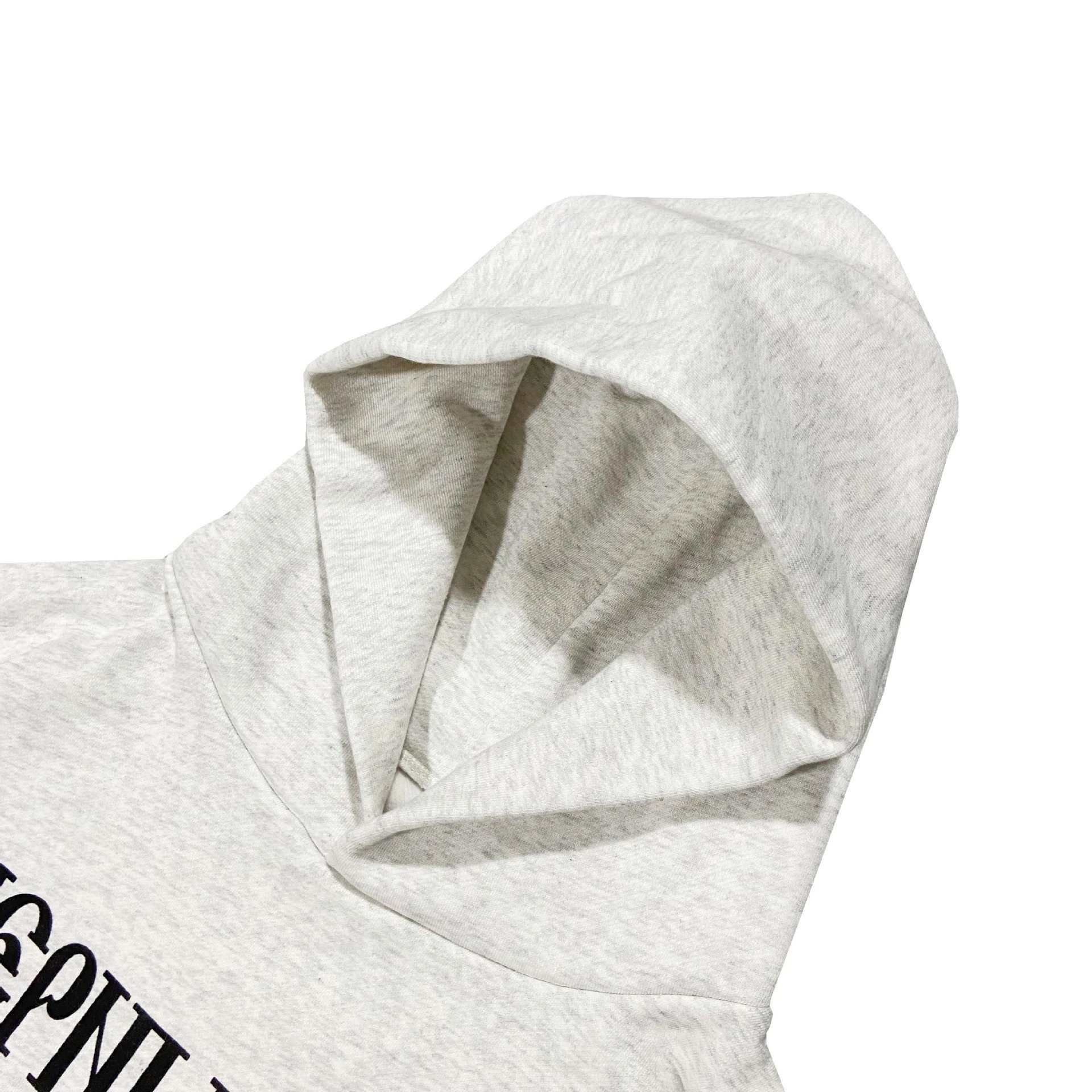 Design Cyrillic Print Cropped Hoodie Gray - 6