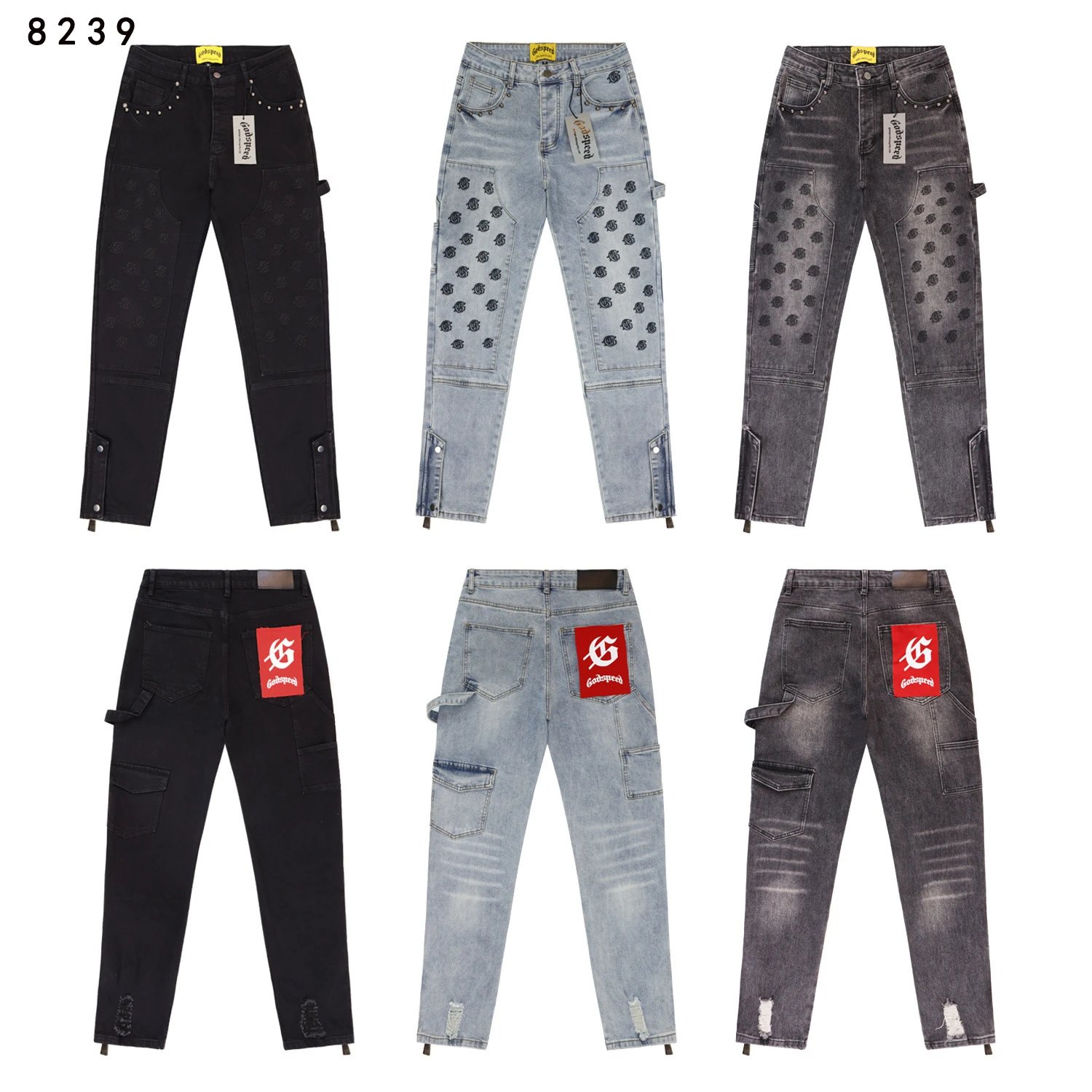 Godspeed Logo-Embroidered Distressed Black Flared Jeans - 28
