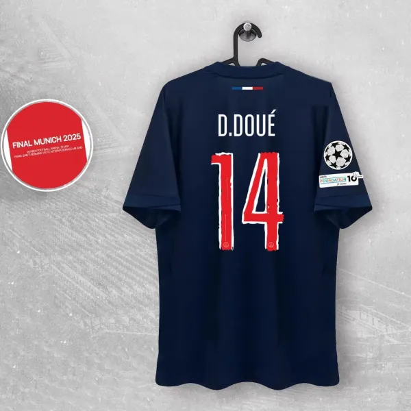 Paris Saint-Germain D. Doué #14 2025 UEFA Champions League Final Jersey Navy - 1