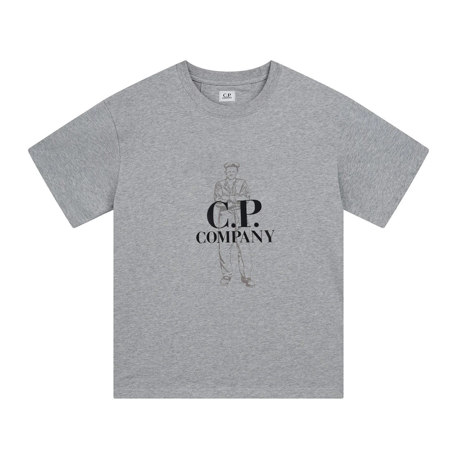 C.P. Company T-Shirts Logo Print Crewneck Short-Sleeve T-Shirt — 219 Heather Gray