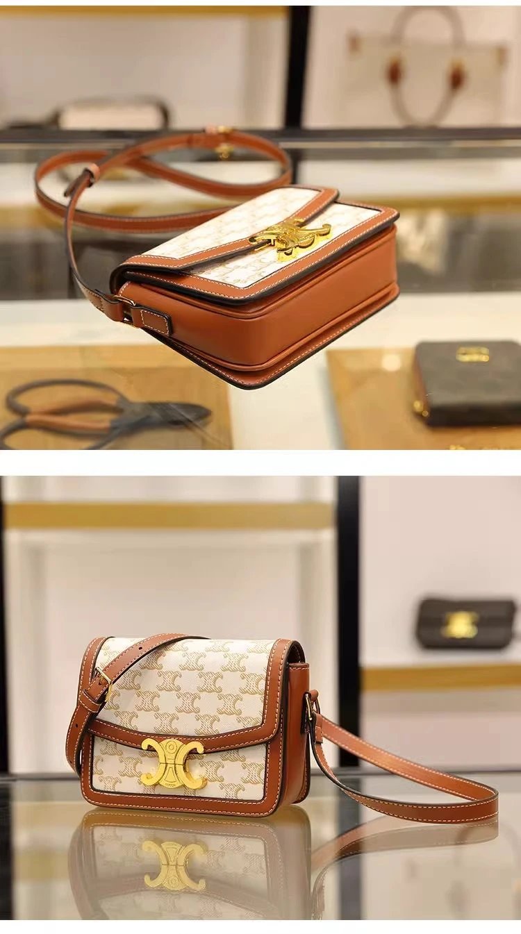 Celine Triomphe Medium Brown Monogram Crossbody Bag - 9