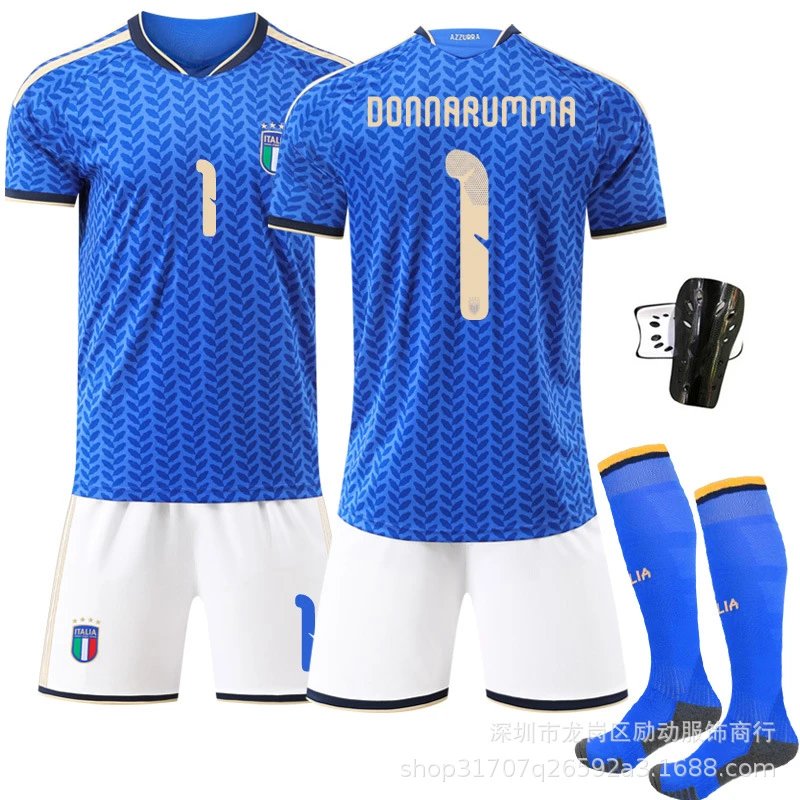 FIGC (Federazione Italiana Giuoco Calcio) FIGC Italy National Team 2024 Home Jersey Blue White Soccer Kit Jersey - 7