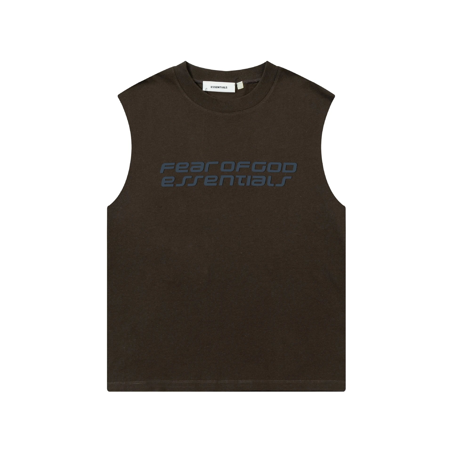 Fear of God Essentials Logo Print Navy Sleeveless Top Vest Top - 10