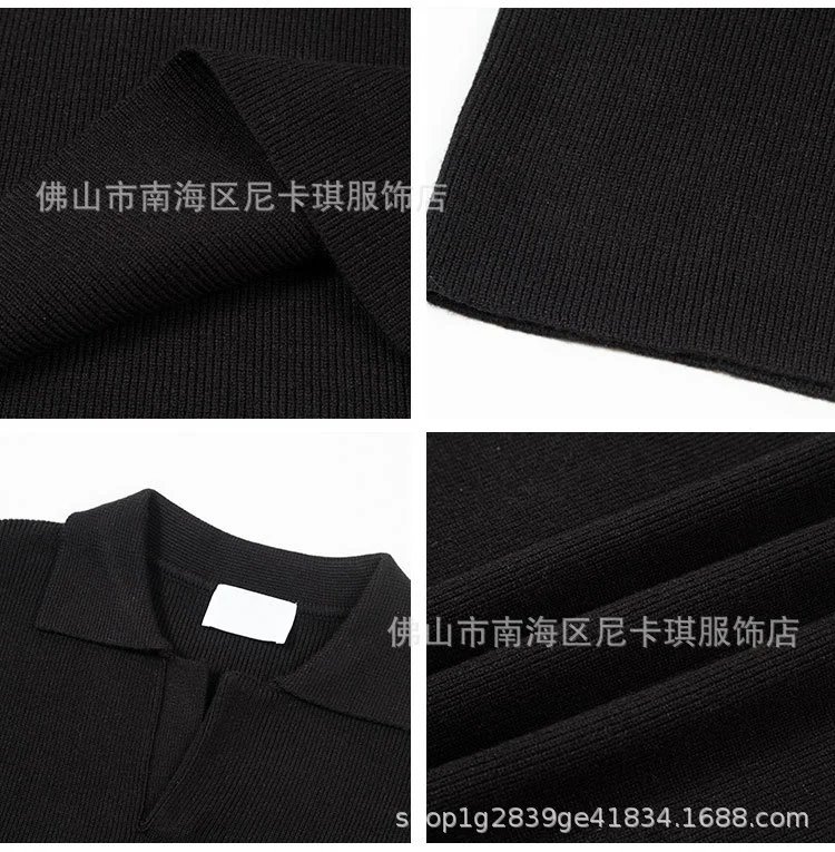 Design Knit Polo Sweater with Heart Logo Olive Green - 5