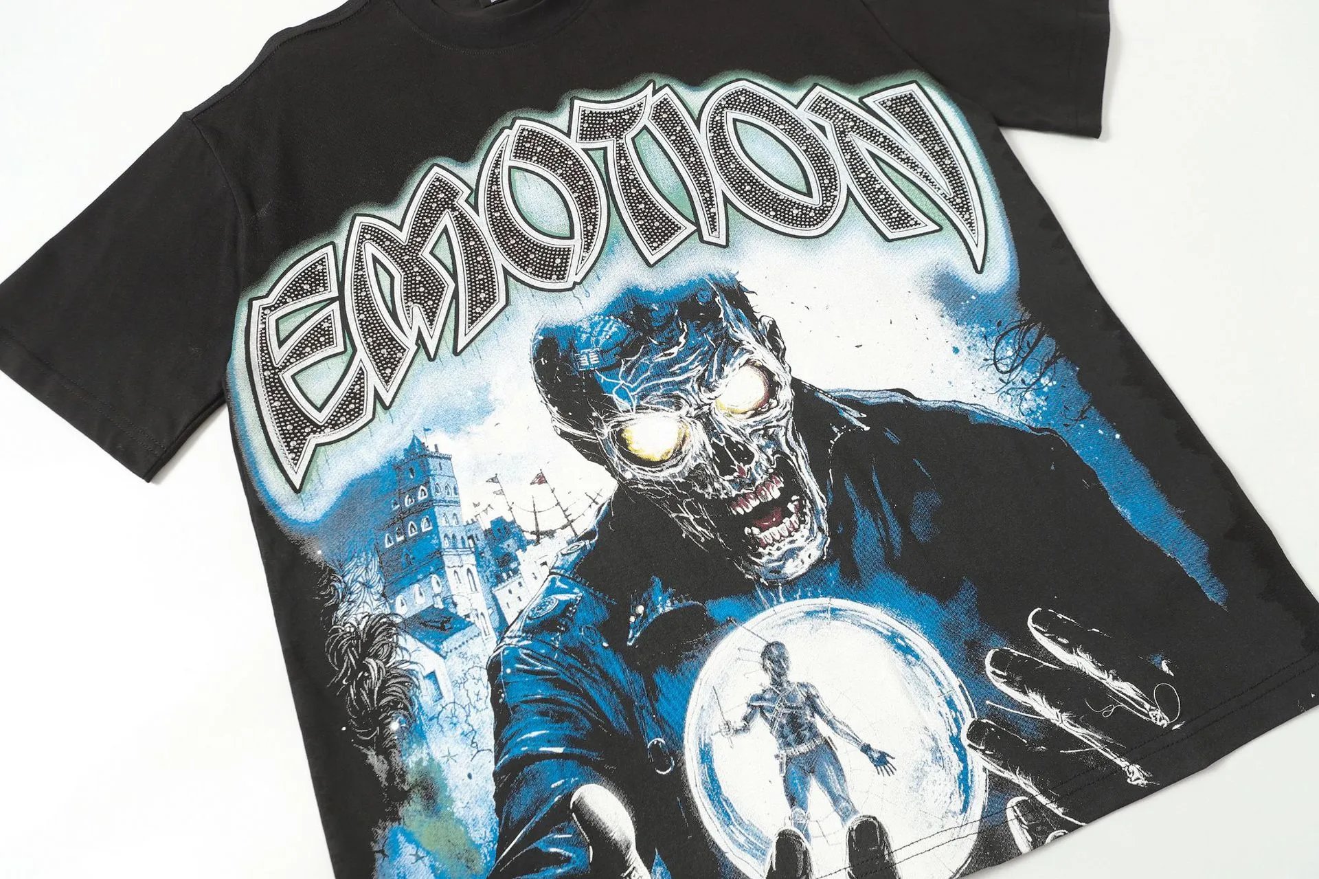 Hellstar Emotions Never Die Studded Graphic T-Shirt Black - 17