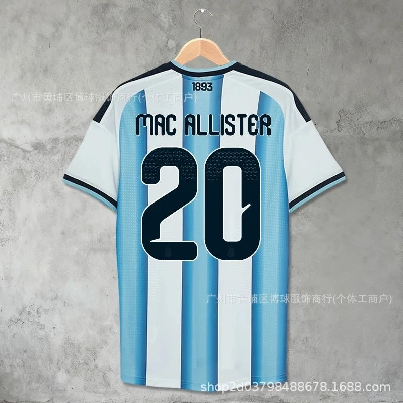 Design Argentina National Team Home Jersey J. Álvarez #9 Blue and White Stripes Football Jersey - 9