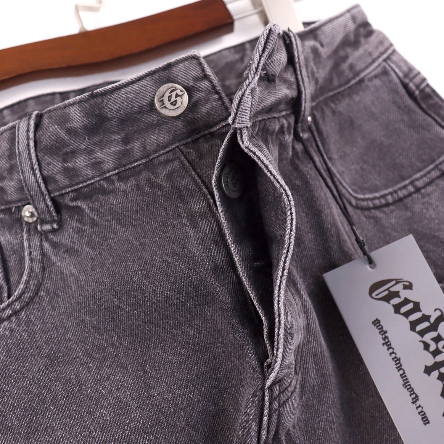 Godspeed Logo-Embroidered Distressed Black Flared Jeans - 14