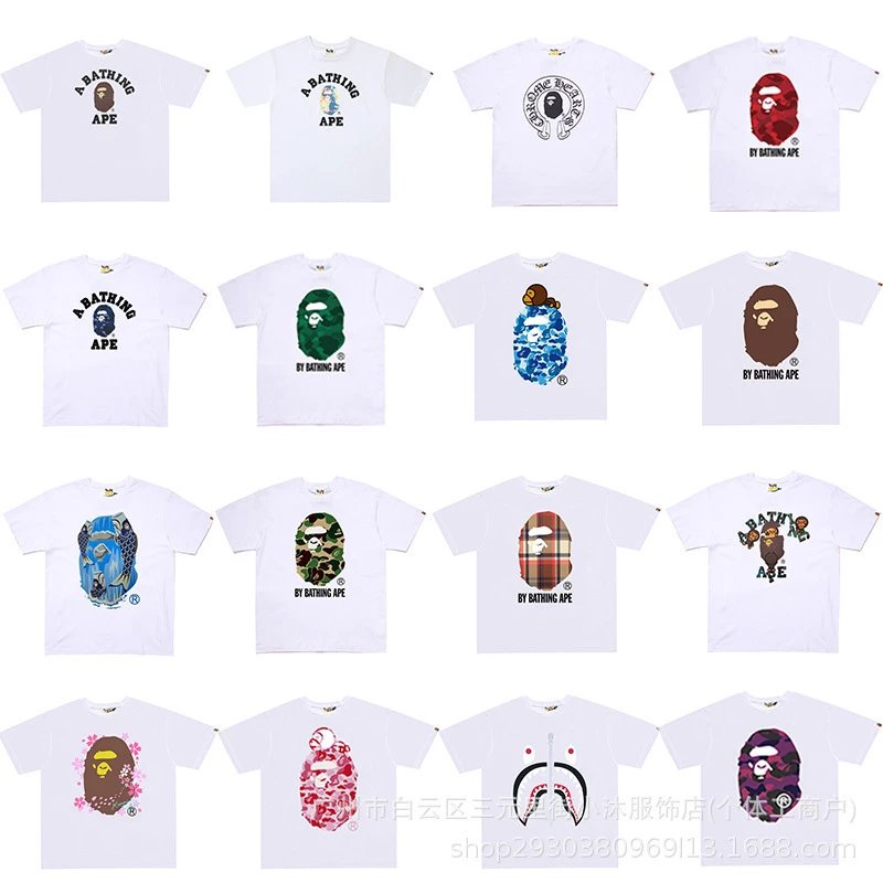 A BATHING APE T-Shirts Short-Sleeve Head Logo Graphic image 2