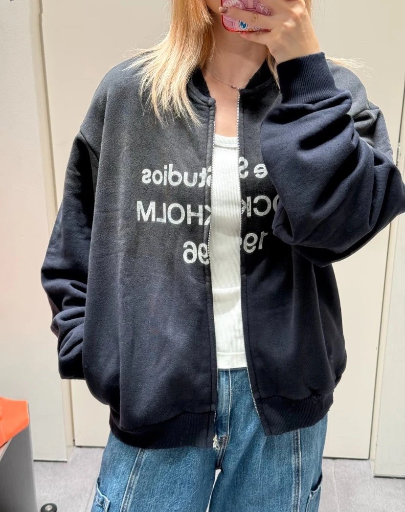 Acne Studios Stockholm 1996 Black Zip-Up Bomber Jacket Outerwear Jacket - 6