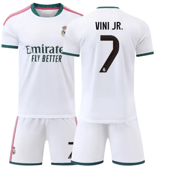 Real Madrid Vini Jr. #7 Home Kit White Jersey and Shorts - 1