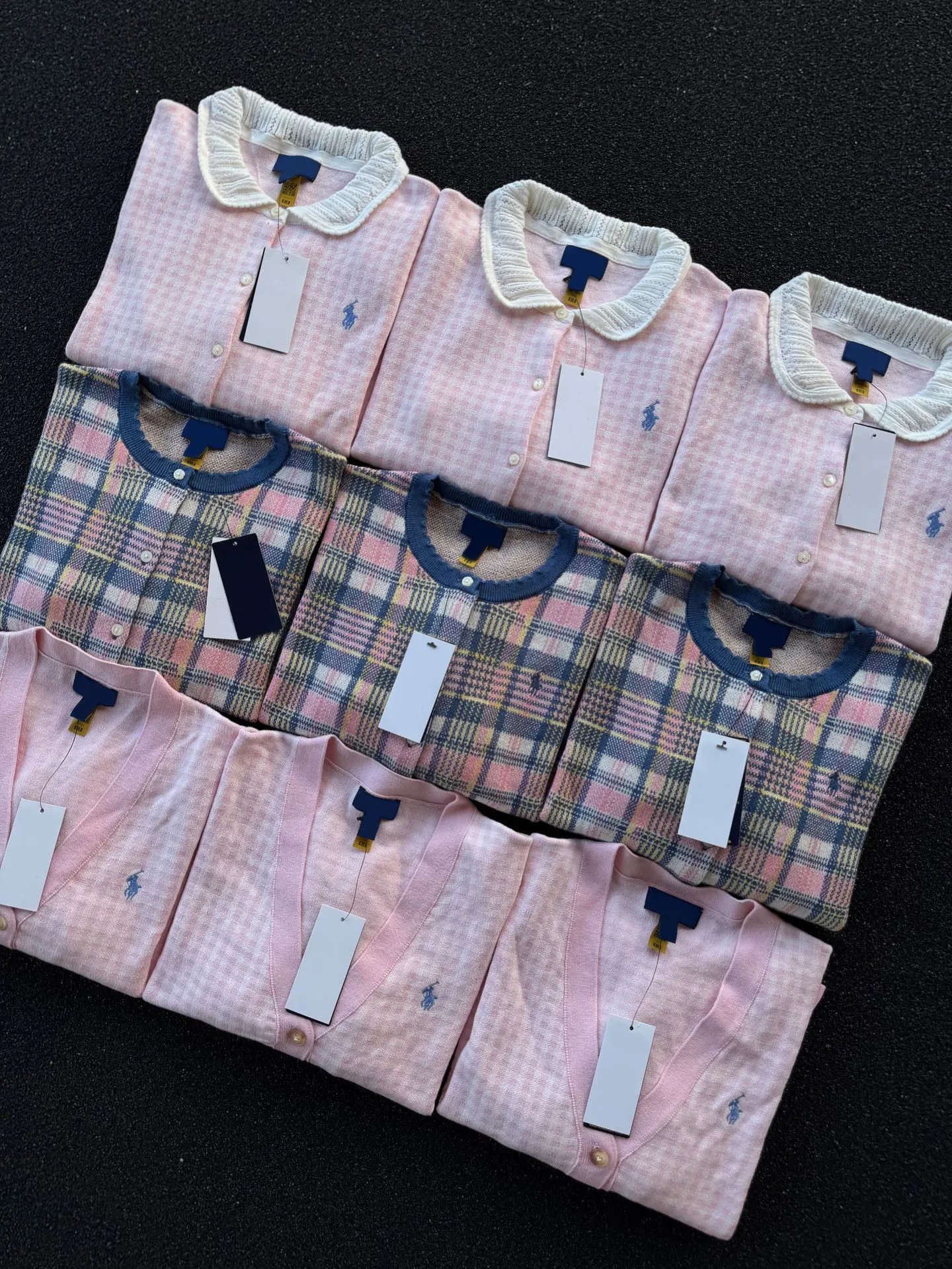 Design Gingham Check V-Neck Cardigan Pink - 5