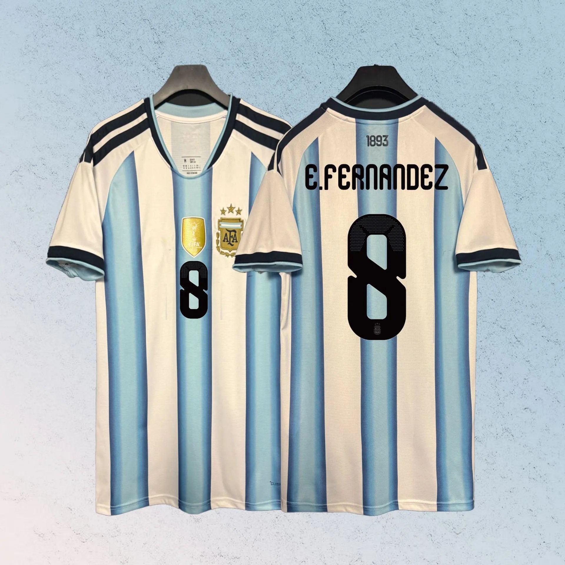 AFA Argentina National Team Home Jersey 2022-23 De Paul #7 Blue and White Striped Jersey - 9
