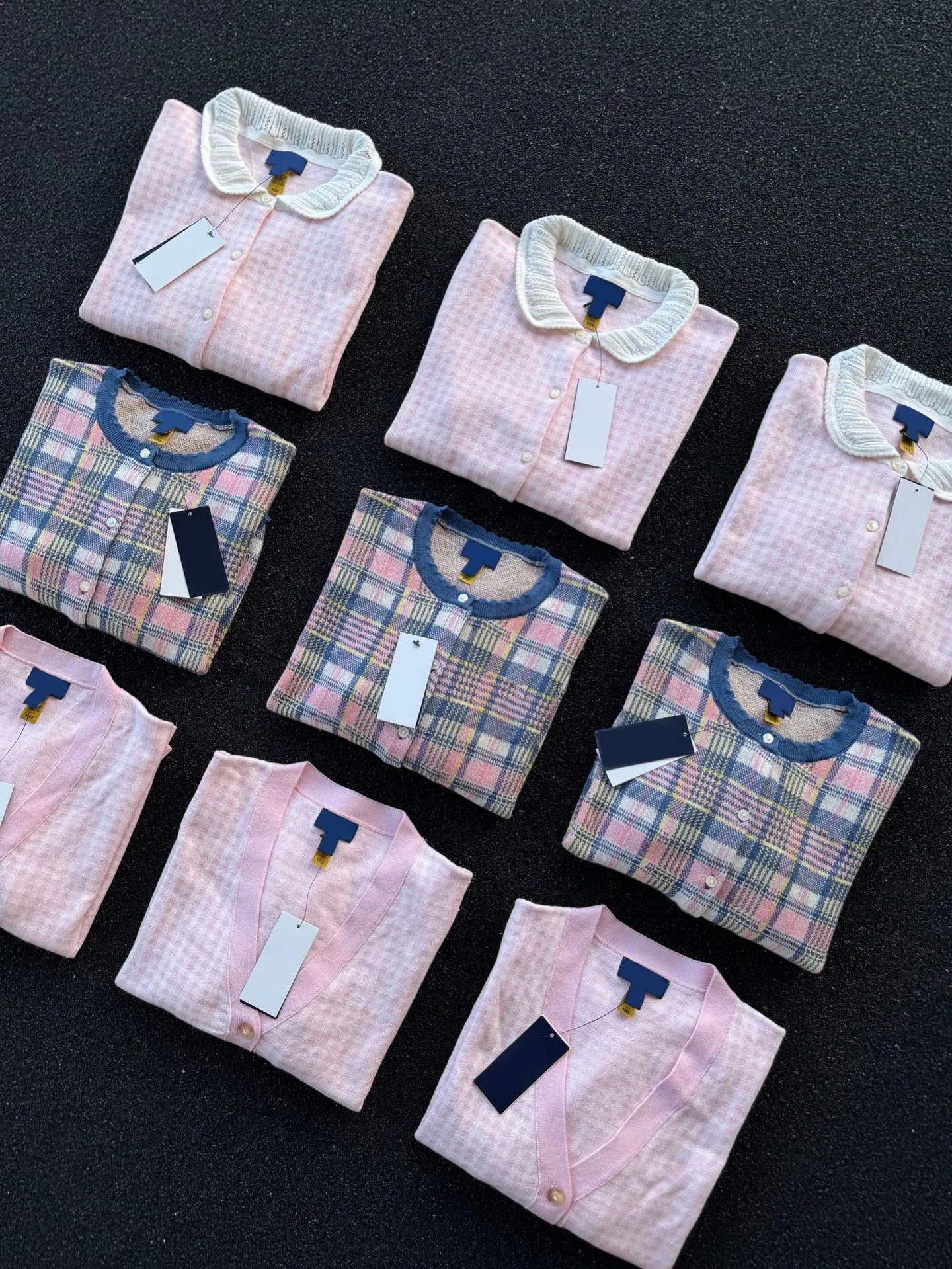 Design Gingham Check V-Neck Cardigan Pink - 6