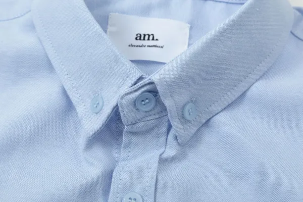 AMI Paris Heart Logo Oxford Shirt Light Blue - 31