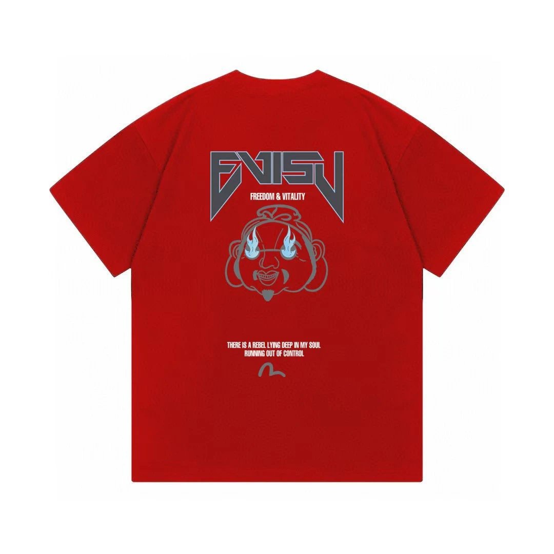 Evisu Daruma Graphic Print Red T-Shirt - 32