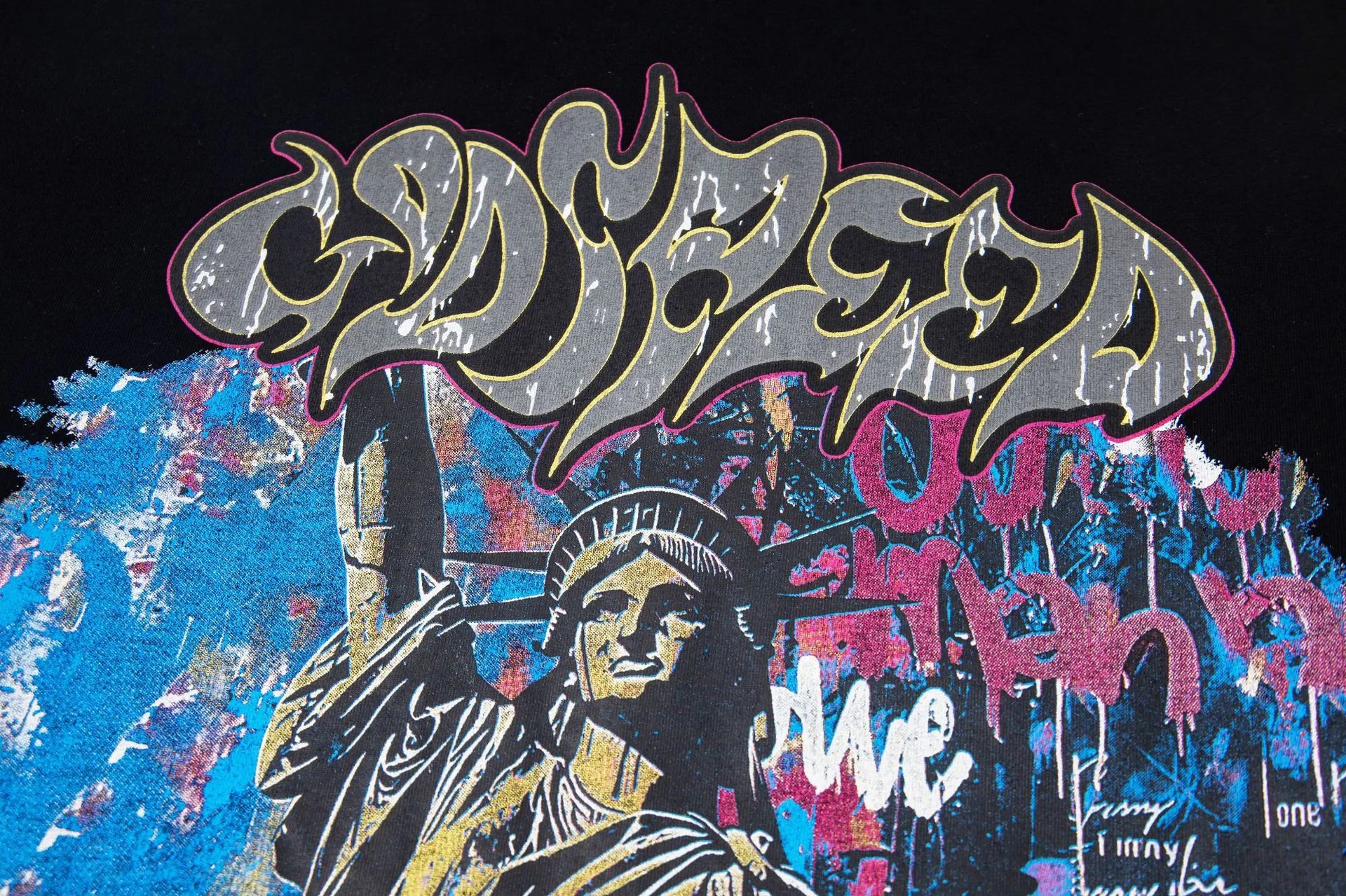 Godspeed Statue of Liberty Graphic Long-Sleeve T-Shirt Black - 3
