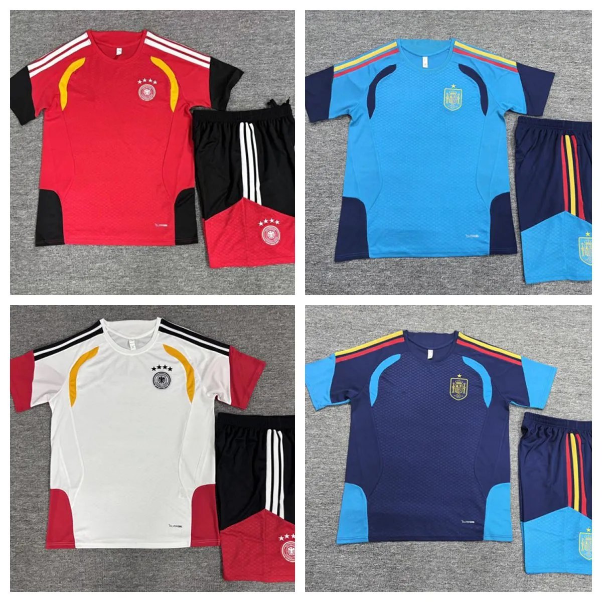 Design Spain National Team Home Kit Red / Navy Youth Soccer Jersey and Shorts Set Sets - 2