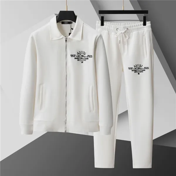 Amiri Logo-Print Zip-Up Jacket and Joggers Set White Tracksuit - 1