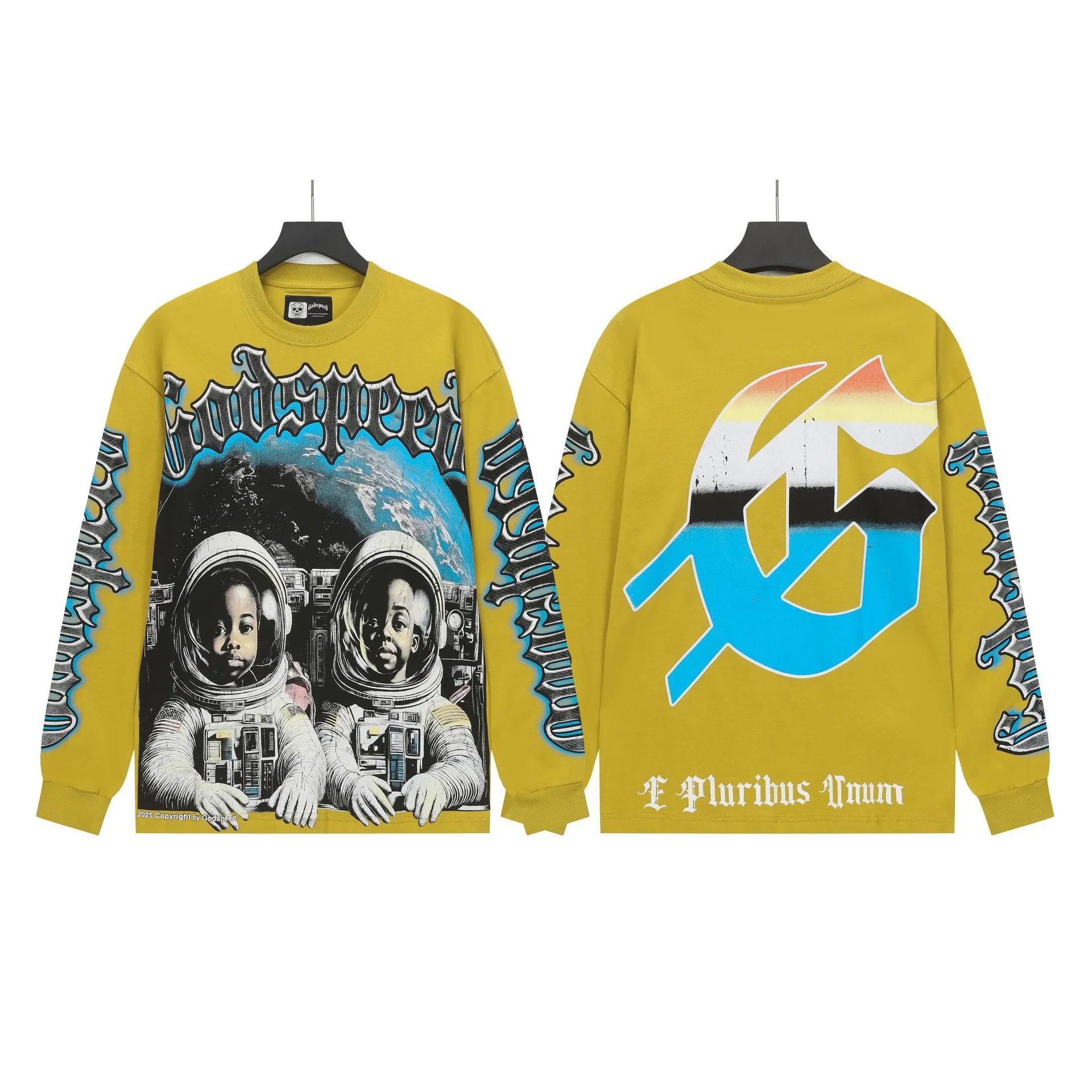 Godspeed Astronauts Graphic Long-Sleeve Tee Yellow T-Shirts - 1