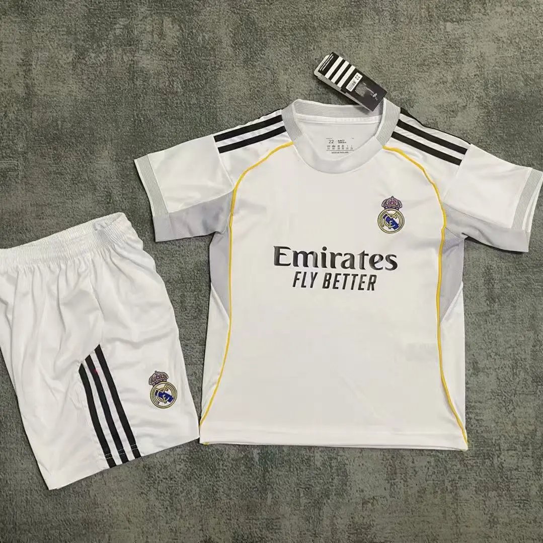 Adidas Football Jerseys Jersey and Shorts Set with Club National Team Crests — 25/26 Real Madrid Home Kit