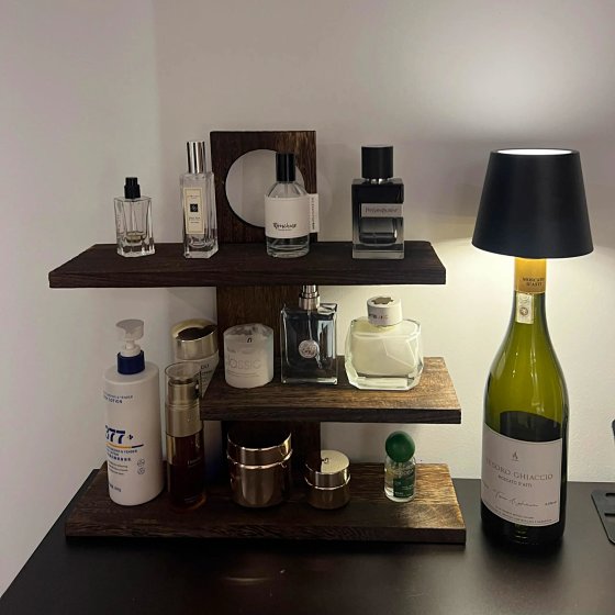 Vintage perfume shelf dresser skin care products multi-layer solid wood storage shelf desktop cosmetics display shelf