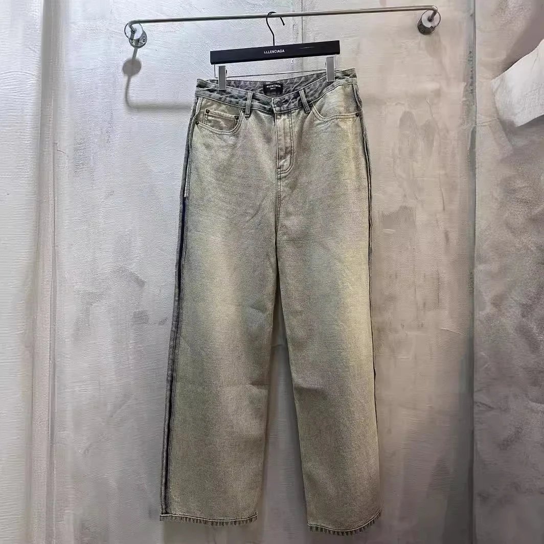 Balenciaga Light Wash Wide Leg Jeans