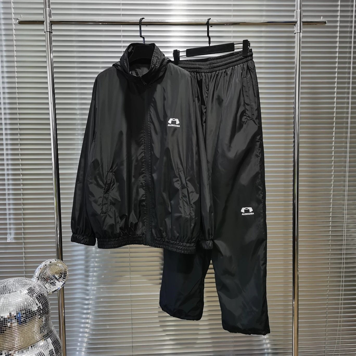 Balenciaga Black Hooded Jacket and Pants Set