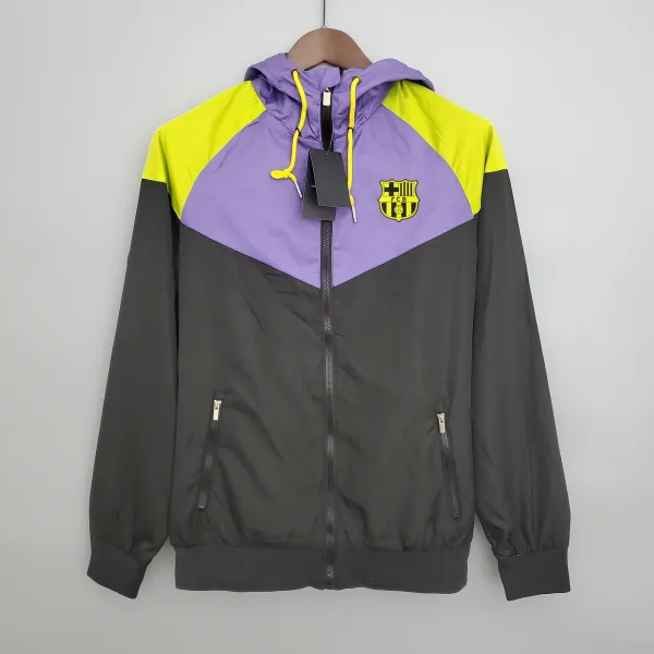 FC Barcelona Windbreaker Jacket Purple Lime Black - 1