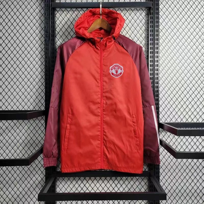 Manchester United Windbreaker Jacket Red and Burgundy