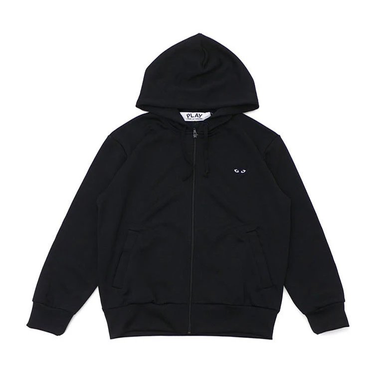 Japanese Streetwear PLAY Hoodie for Men and Women - Couple Style - Embroidered Small Black Heart - Long Sleeve - Fleece-Lined for Fall & Winter