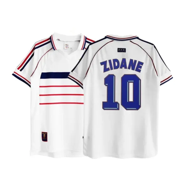 Design France National Team 1998 Zidane #10 Away Jersey White Jersey - 1
