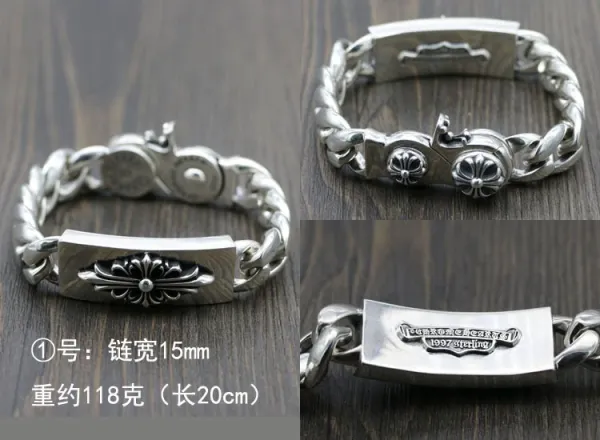 Chrome Hearts Classic Curb Chain Bracelet Silver Jewelry - 5