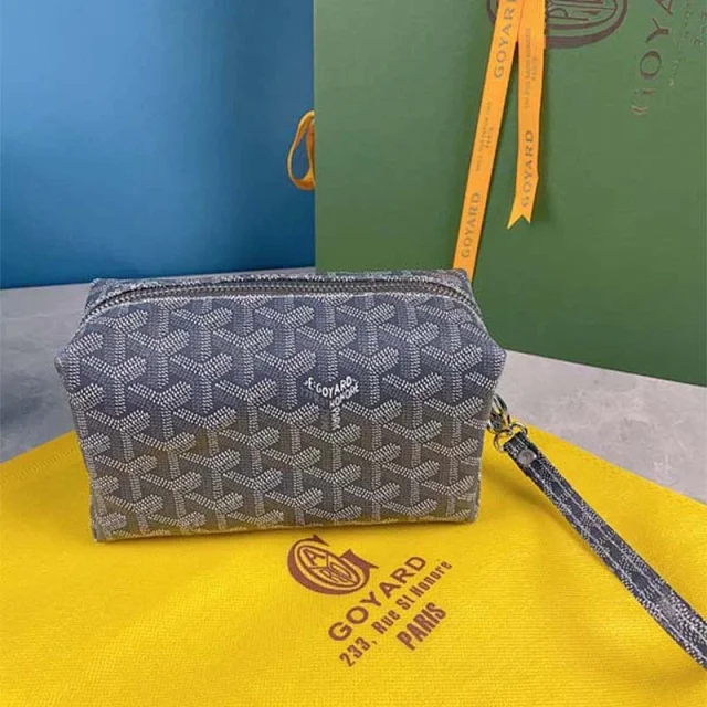 Goyard Travel Bags Goyardine Monogram Zip Cosmetic Pouch with Wrist Strap product detail image 2