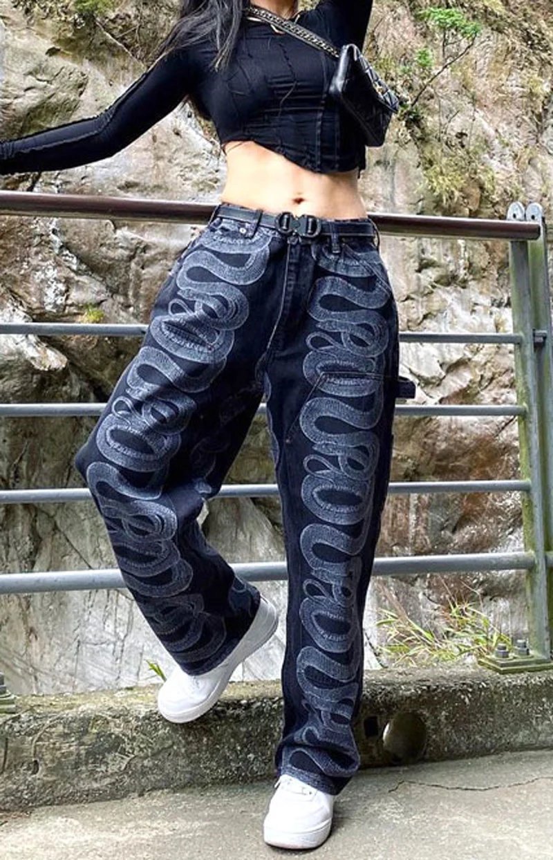 Black Wide Leg Jeans with Belt Loop Waistband