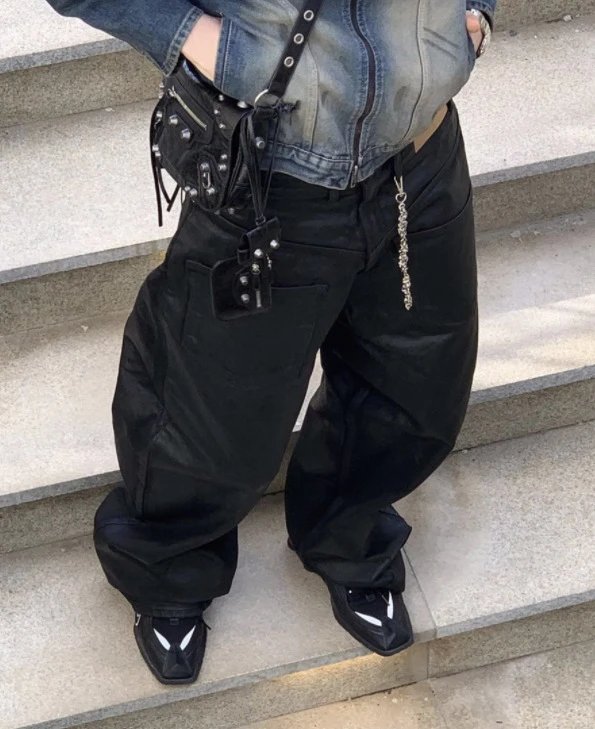 Black Leather Baggy Pants