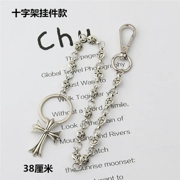Design Cross Pendant Keychain Silver Accessories Jewelry - 1