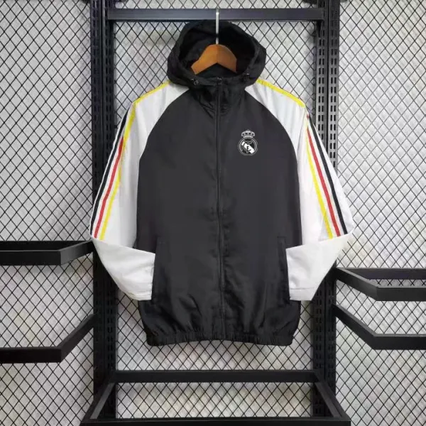 Real Madrid Windbreaker Jacket Black White Red Yellow - 1