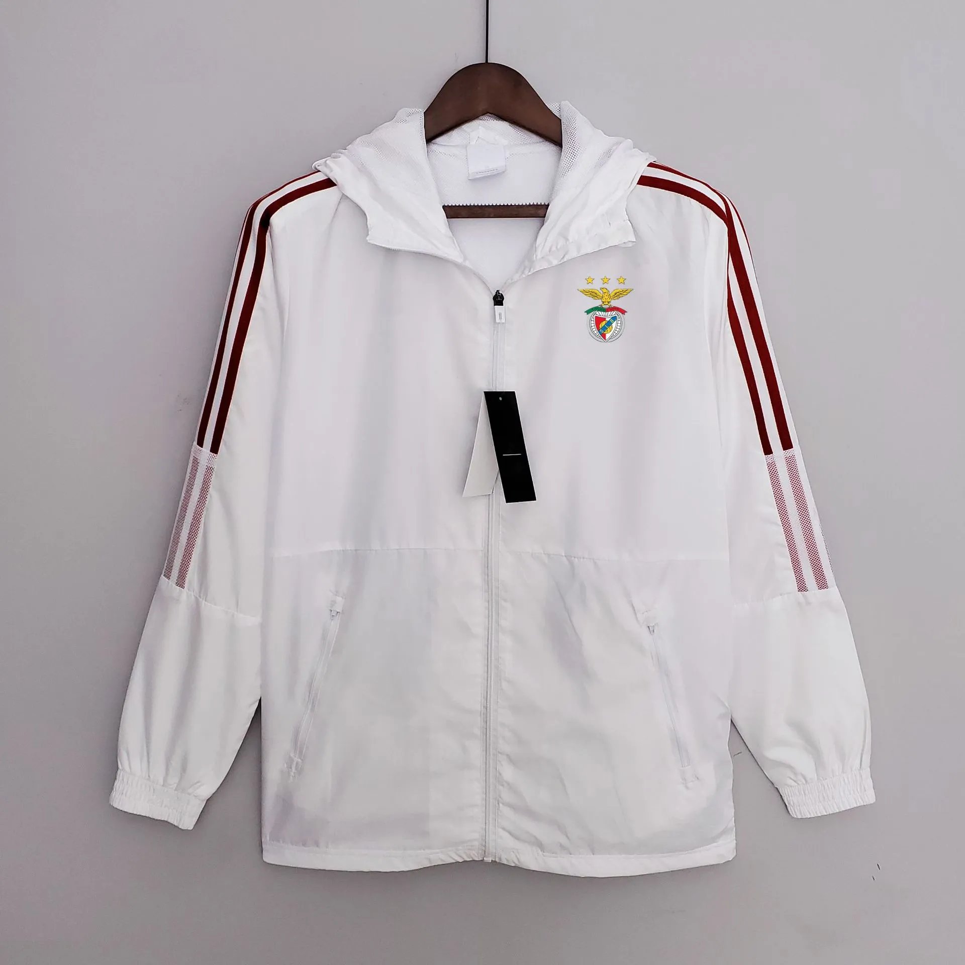AC Milan Benfica Windbreaker White with Red Stripes Jacket Outerwear.windbreaker