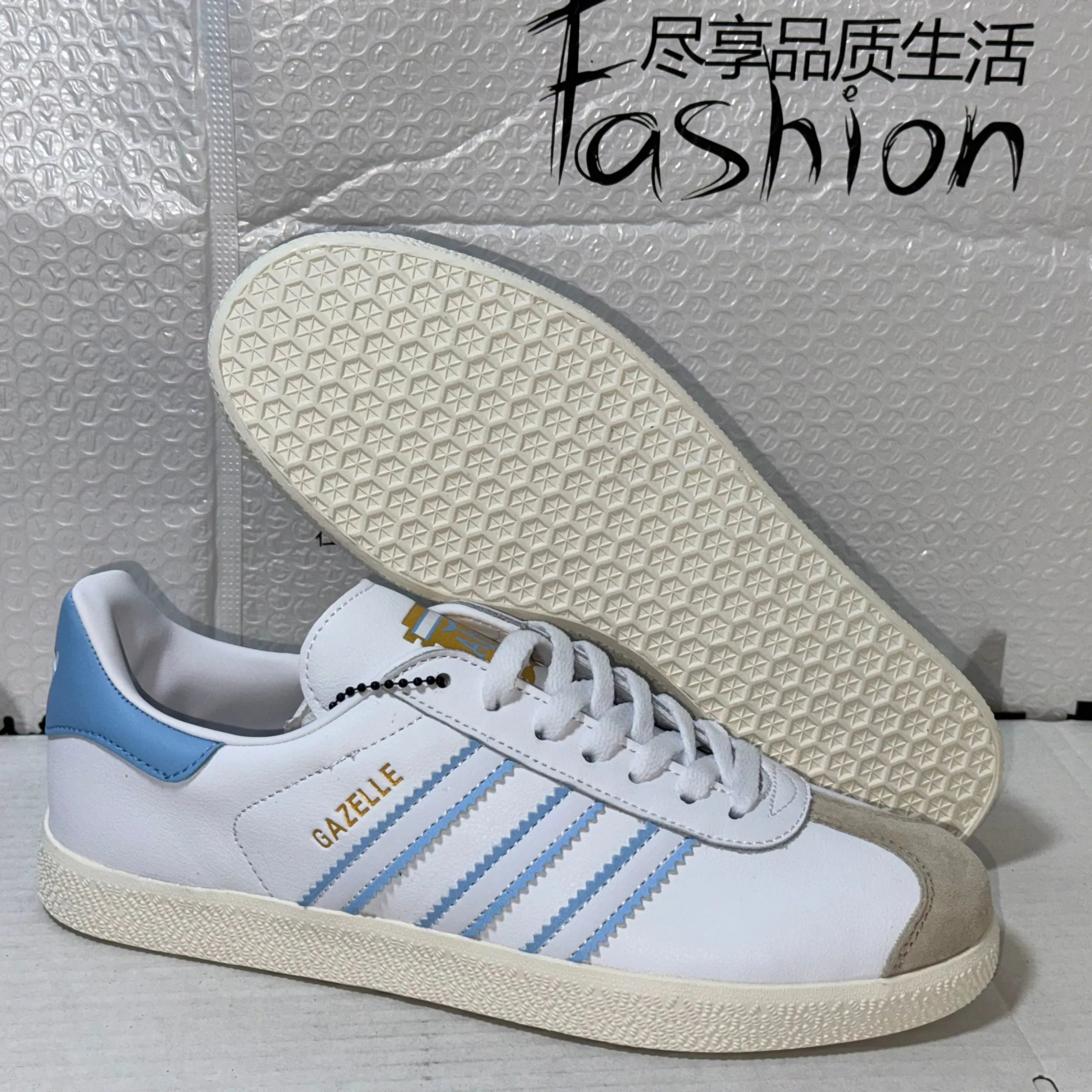 Adidas Originals Gazelle White Light Blue Sneakers - 14