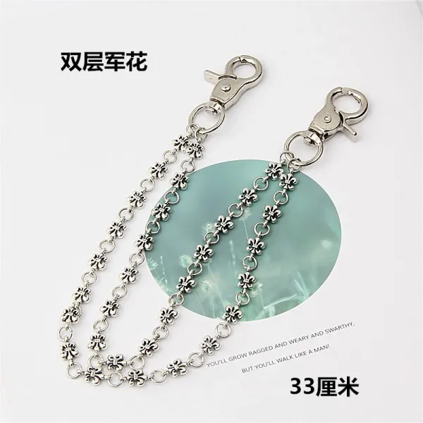 Design Double-Layer Fleur-de-Lis Chain Keychain Silver Accessories Jewelry - 1