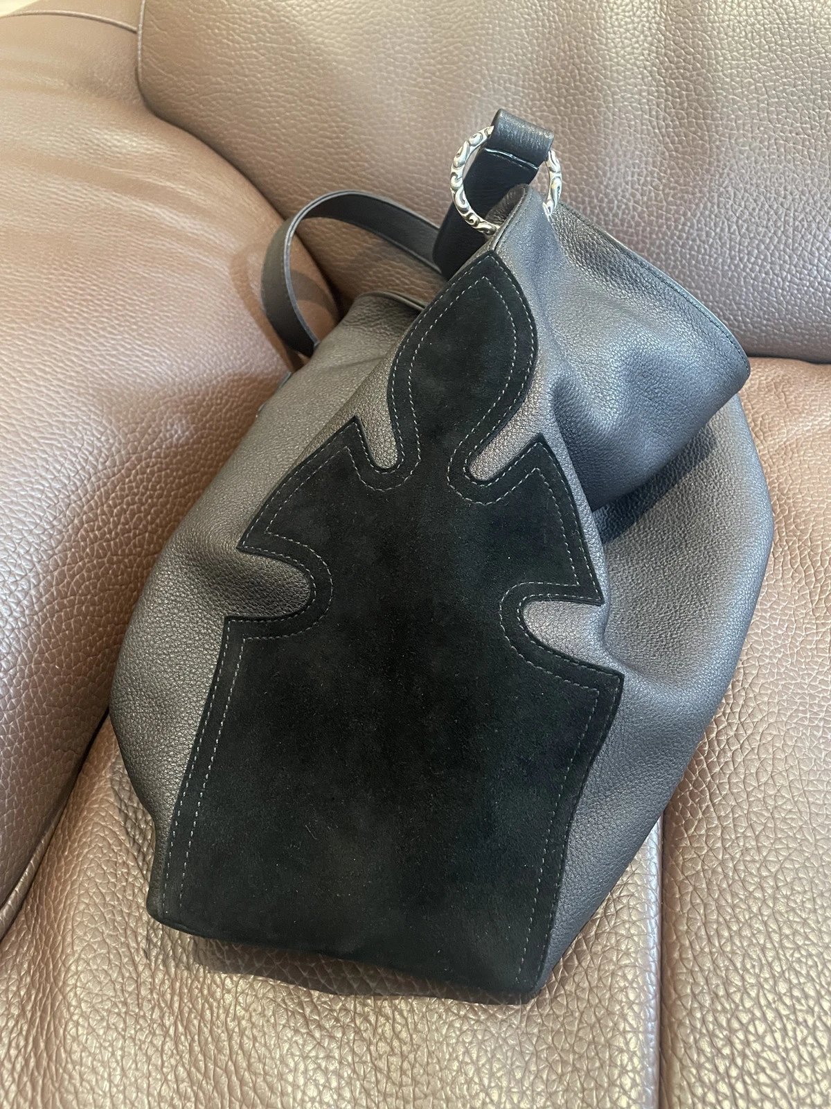 Chrome Hearts Cross Motif Hobo Bag Black Leather - 20