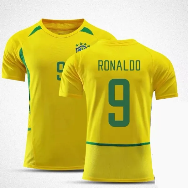 CBF Brazil National Team Ronaldo #9 Yellow Green Jersey - 1