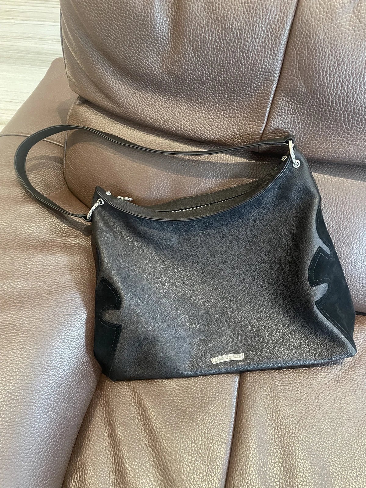 Chrome Hearts Cross Motif Hobo Bag Black Leather - 17