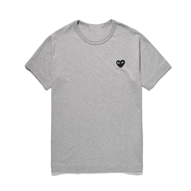 Grey T-Shirt with Black Heart Logo - Minimalist Design - 136620