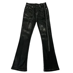 thumbnail for High Edition RO Style Handmade Wax Pants Vibe Slightly Flared Wide-Leg Stretch Streamer High Street CleanFit Jeans
