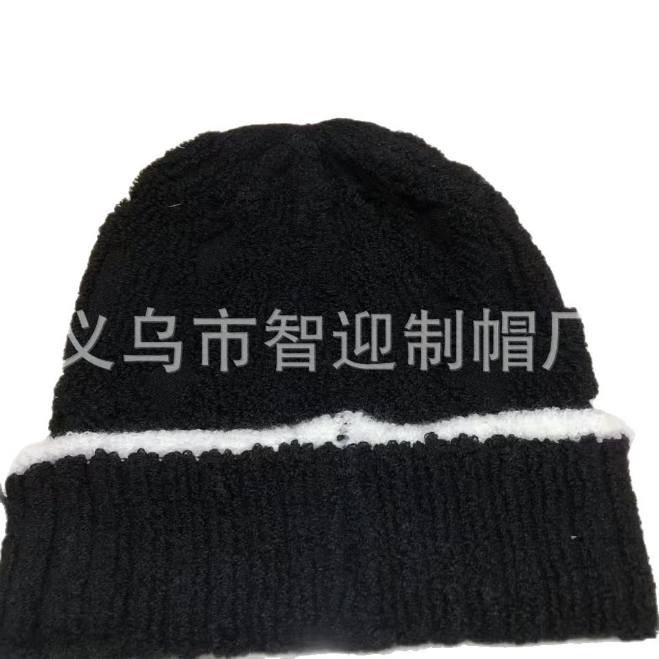 24新款双C针织帽秋冬双色保暖时尚百搭显脸小拼色冷帽毛线帽批发 5