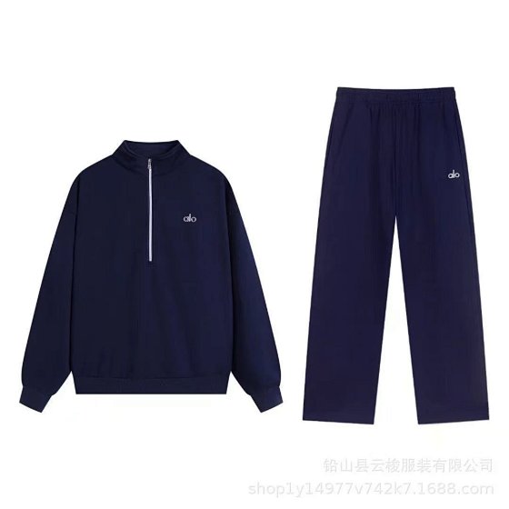 2025 Alo Home High-Quality A10 Set Half-Zip Straight Leg Pants Sportswear Casual Hoodie Set