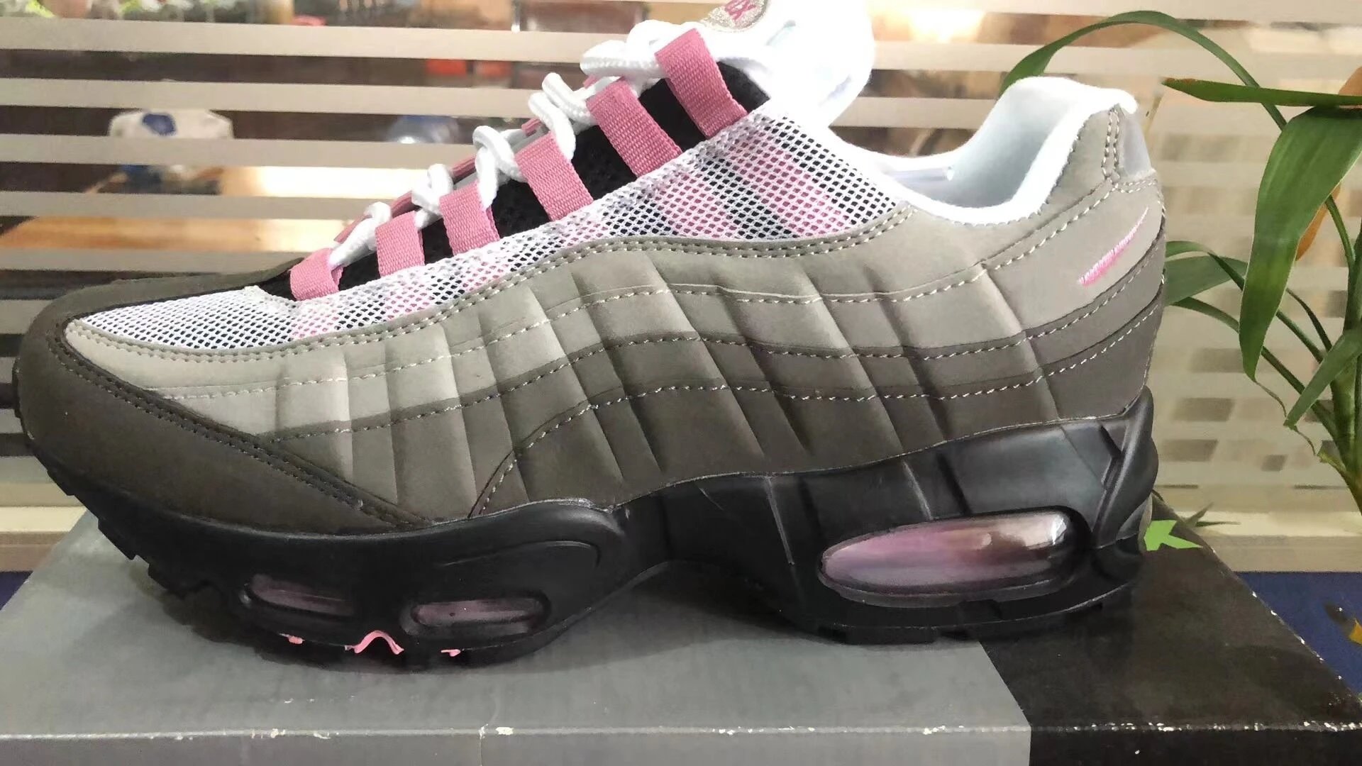 Gray with Light Pink Swoosh